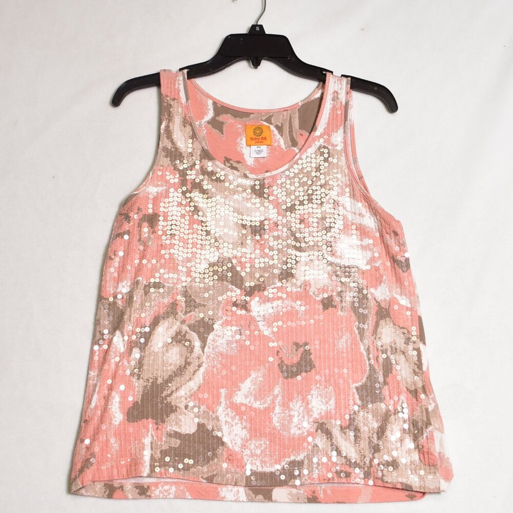Ruby Rd Women's Petite Sequin Floral Tank Top Size SP